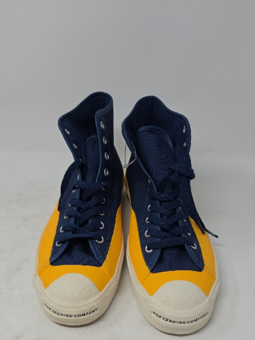 Converse High Top Sneakers Navy Blue and Yellow Men 9.5 Women 11 - Picture 2 of 6